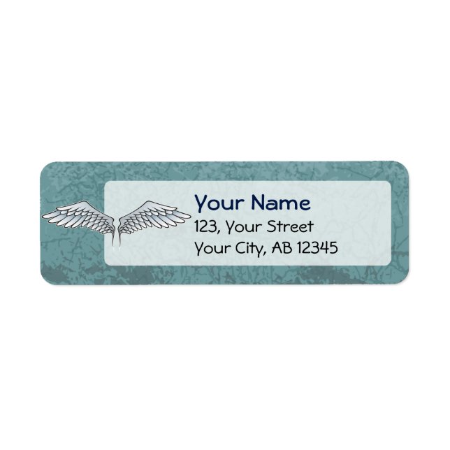 Blue-grey wings return address label (Front)
