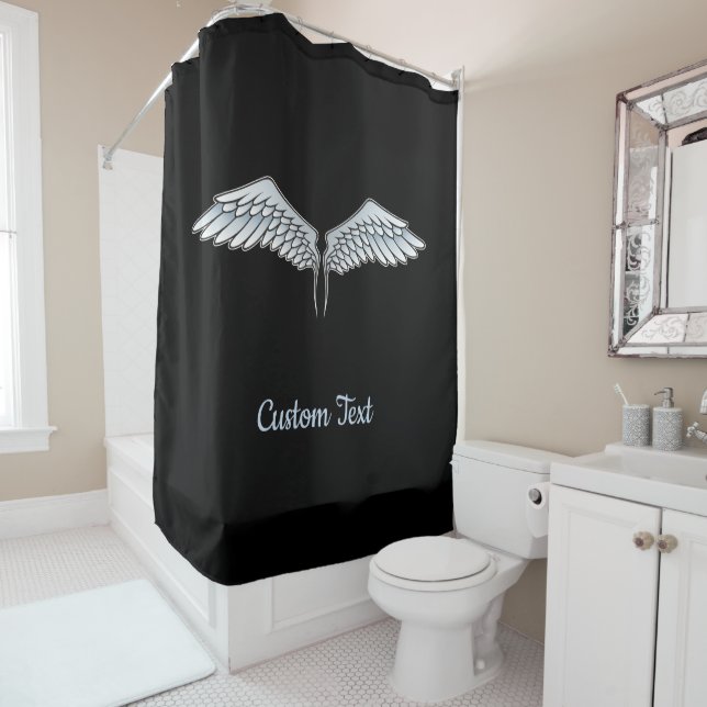 Blue-Grey Wings Shower Curtain (In Situ)