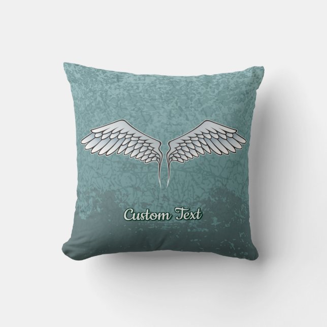 Blue-Grey Wings Throw Pillow (Front)