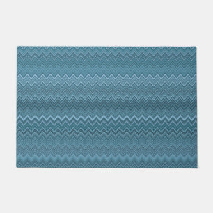 Blue Grey Zigzag Pattern Doormat