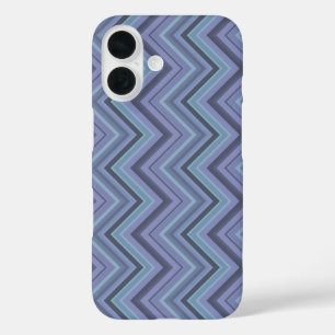 Blue-grey zigzag stripes iPhone 16 case