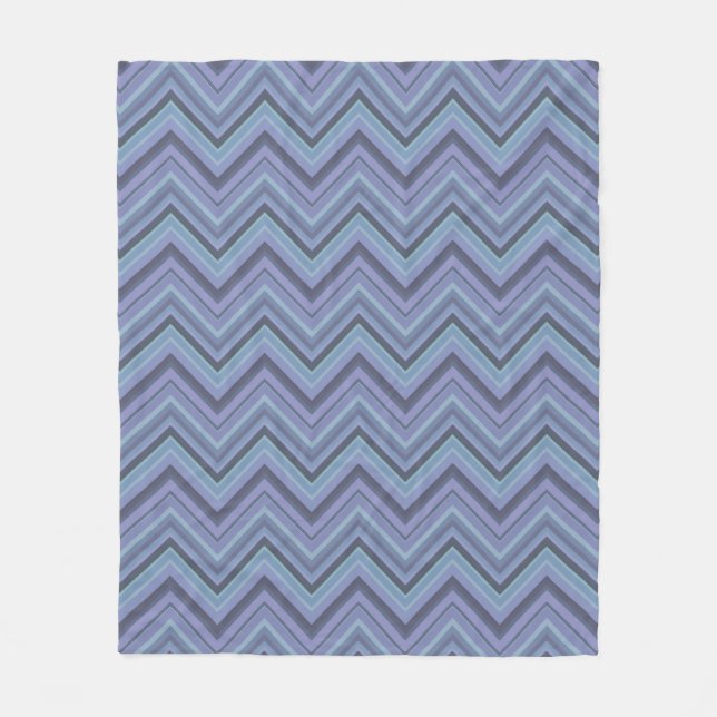 Blue-grey zigzag stripes fleece blanket (Front)