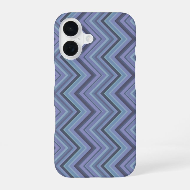 Blue-grey zigzag stripes iPhone 16 case (Back)