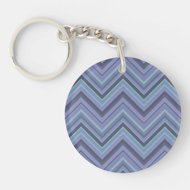 Blue-grey zigzag stripes key ring (Front)