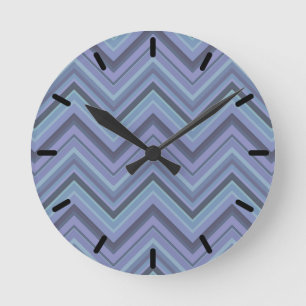 Blue-grey zigzag stripes round clock