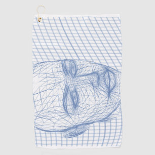 Blue grid of a person's face Best Golf Towels