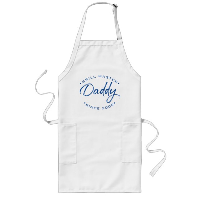Blue Grill Master Daddy Since Personalised Year Long Apron (Front)