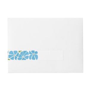 Blue Groovy Flower Pattern Wraparound Address Label