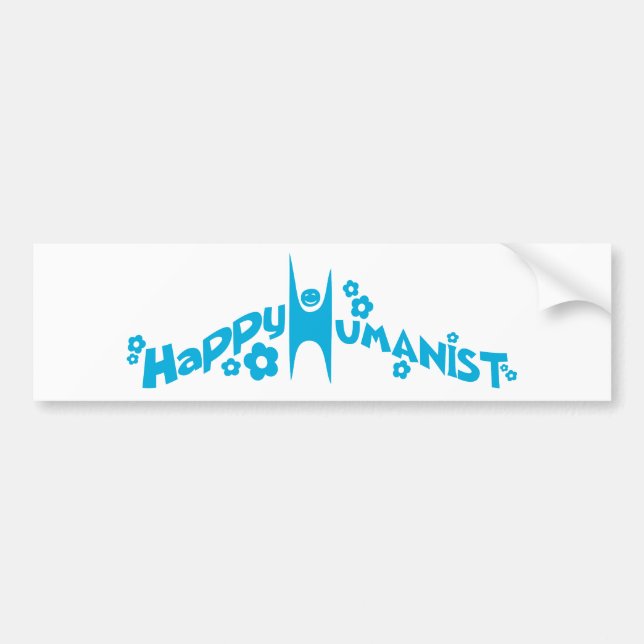 Blue Groovy Happy Humanist Bumper Sticker (Front)