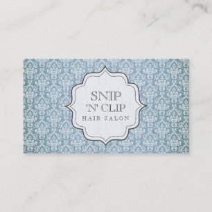 Blue Grunge Antique Damask Hair Stylist Fashion Appointment Card