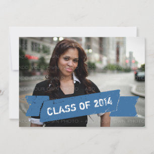 Blue Grunge Banner Grad Invitation
