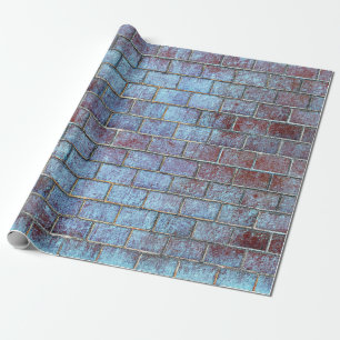 blue grunge brick wrapping paper 