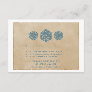 Blue Grunge D20 Dice Gamer Response Card