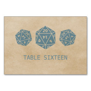 Blue Grunge D20 Dice Gamer Table Card