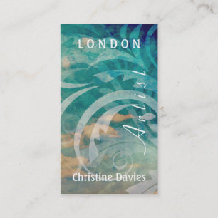 Blue grunge floral business card
