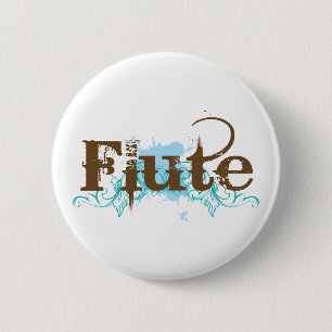 Blue Grunge Flute Music Design 6 Cm Round Badge