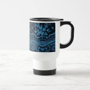 Blue Grunge Lace Travel Mug