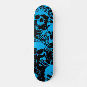 Blue Grunge Skulls Skateboard
