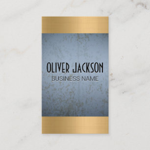 Blue Grunge Texture   Golden Metallic Shine Business Card