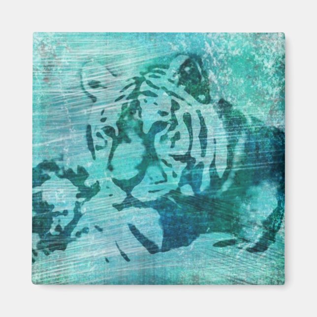 Blue Grunge Tiger Magnet (Front)