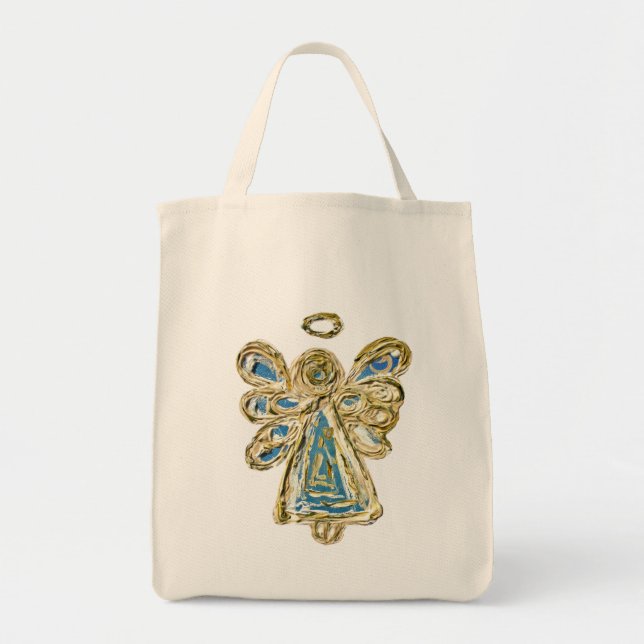 Blue Guardian Angel Art Custom Tote Bag (Front)