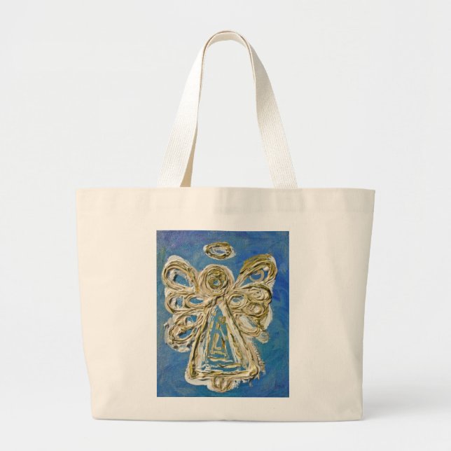 Blue Guardian Angel Art Custom Tote Bag (Front)
