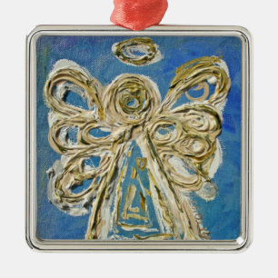 Blue Guardian Angel Art Holiday Ornament