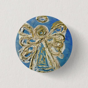 Blue Guardian Angel Buttons, Pins, or Pendants 3 Cm Round Badge