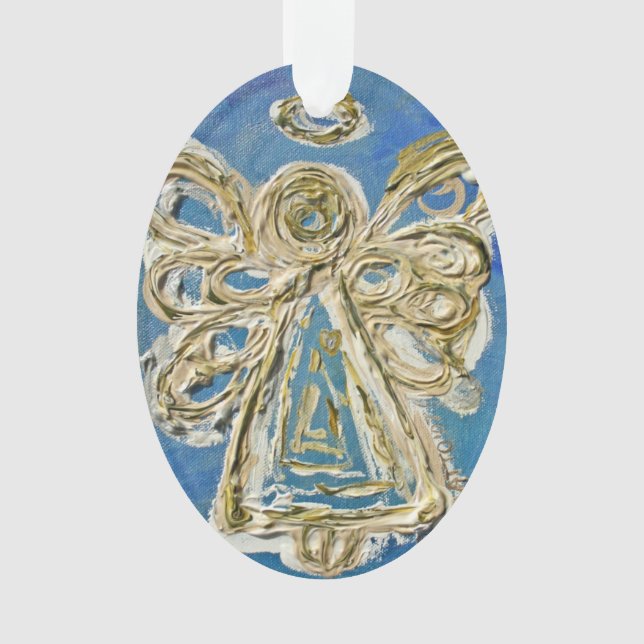 Blue Guardian Angel Gift Holiday Ornament (Front)