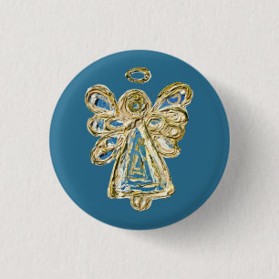 Blue Guardian Holiday Angel Custom Button Pins