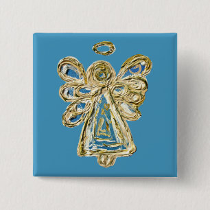 Blue Guardian Holiday Angel Custom Pin Buttons