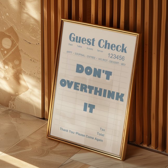 Blue Guest Check Quote Minimalist Poster (Creator Uploaded)