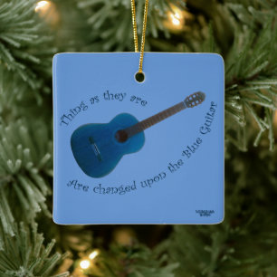 Blue Guitar Ceramic Ornament