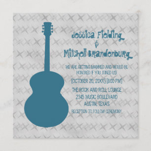 Blue Guitar Grunge Wedding Invite