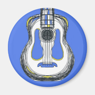 Blue Guitar Monster Face Magnet