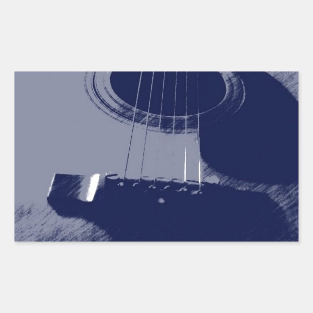 Blue Guitar Rectangular Sticker (Front)