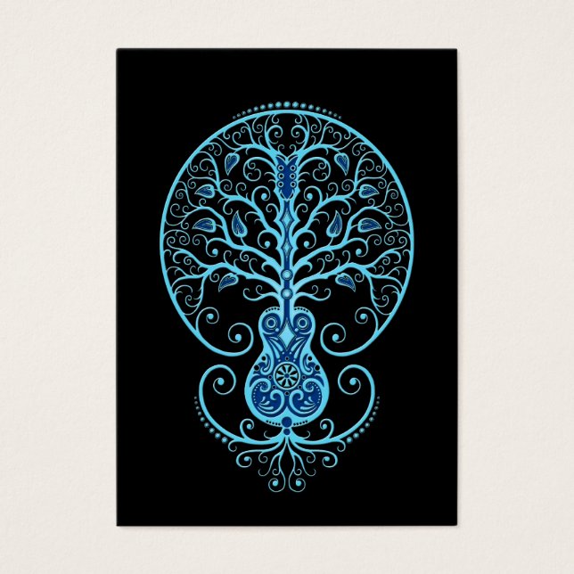 Blue Guitar Tree of Life on Black (Front)