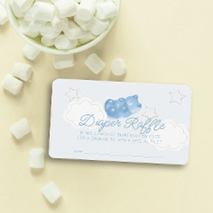 Blue Gummy Bear Baby Shower Diaper Raffle Ticket Enclosure Card