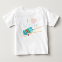Blue Gummy Bear "I Love Sushi" Baby T-Shirt
