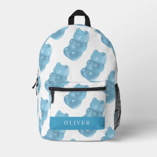 Blue Gummy Bear Pattern Printed Backpack