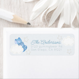 Blue Gummy Bear Star & Cloud Return Address Label
