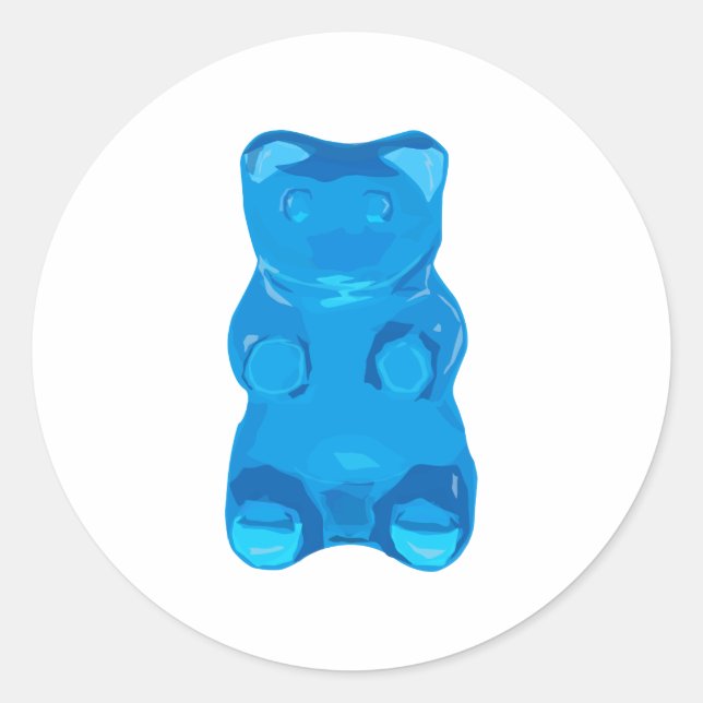 Blue Gummybear Illustration Classic Round Sticker (Front)