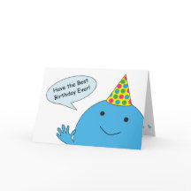Blue Guy With Party Hat Happy Birthday