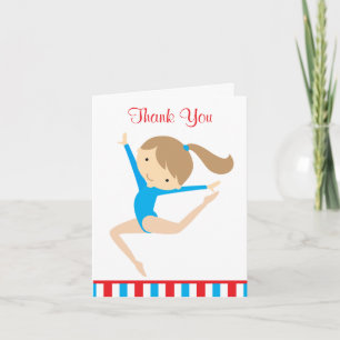 Blue Gymnast Thank You Note Card