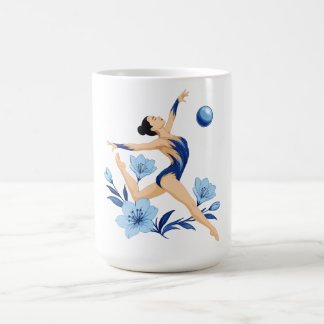 Blue gymnast with flowers coffee mug