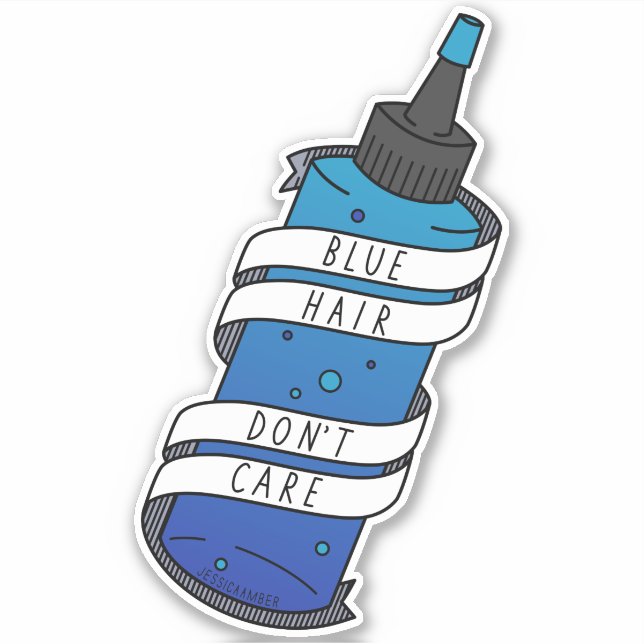 Blue Hair Don't Care Cartoon Dye Bottle (Front)