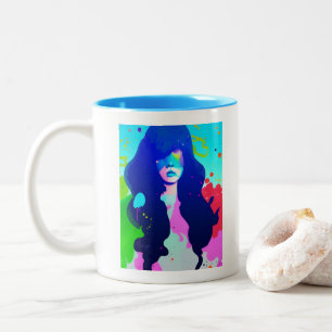 Blue Hair Don't Care Two-Tone Coffee Mug
