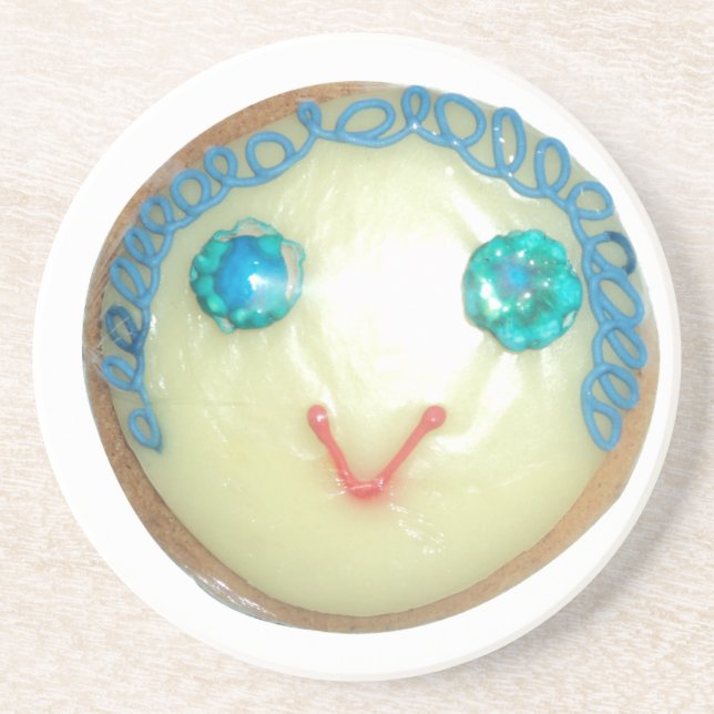 Blue Hair Emoji Art Print/Graphic Coaster (Front)