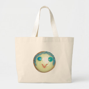 Blue Hair Emoji Art Print/Graphic Large Tote Bag