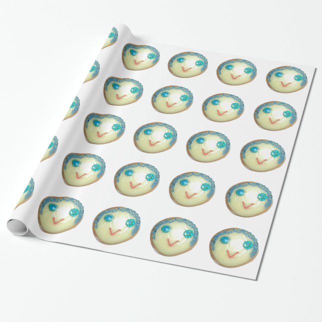 Blue Hair Emoji Art Print/Graphic Wrapping Paper (Unrolled)
